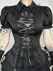 cutiekill-gothic-cross-cut-out-lace-up-blouse-ah0866