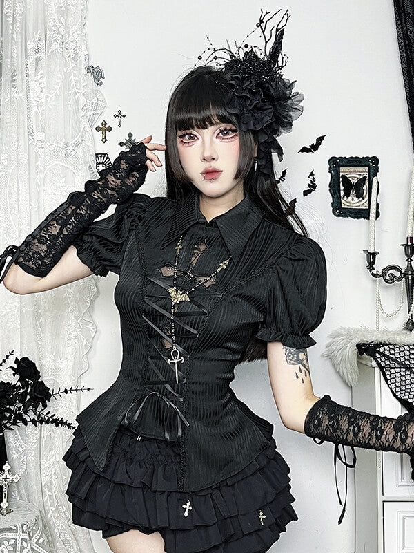 cutiekill-gothic-cross-cut-out-lace-up-blouse-ah0866