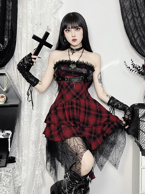 cutiekill-gothic-doll-red-plaid-tube-dress-ah0711-2