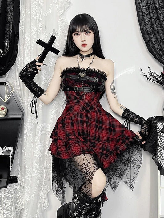 cutiekill-gothic-doll-red-plaid-tube-dress-ah0711-2