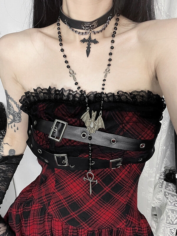 cutiekill-gothic-doll-red-plaid-tube-dress-ah0711-2