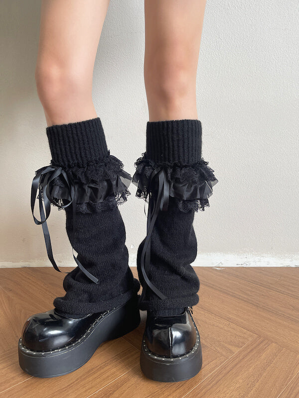 cutiekill-gothic-lace-triple-ruffle-knit-leg-warmers-c0514