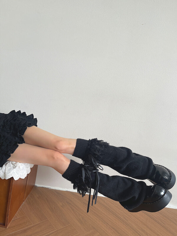 cutiekill-gothic-lace-triple-ruffle-knit-leg-warmers-c0514