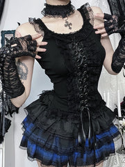 Gothic lace-up tank top with choker