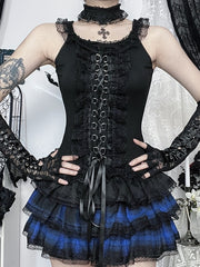 Gothic lace-up tank top with choker