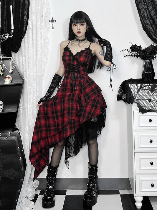 cutiekill-gothic-punk-red-plaid-irregular-dress-ah0656