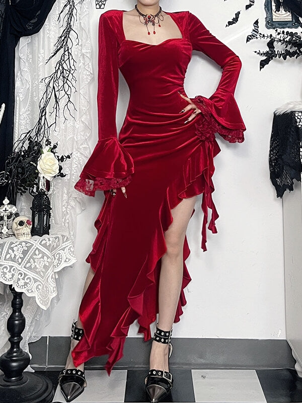 cutiekill-gothic-romance-rose-slit-dress-ah0798