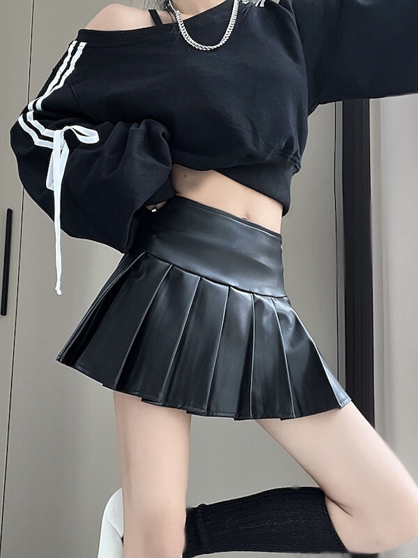 cutiekill-hot-girl-leather-pleated-skirt-om0406