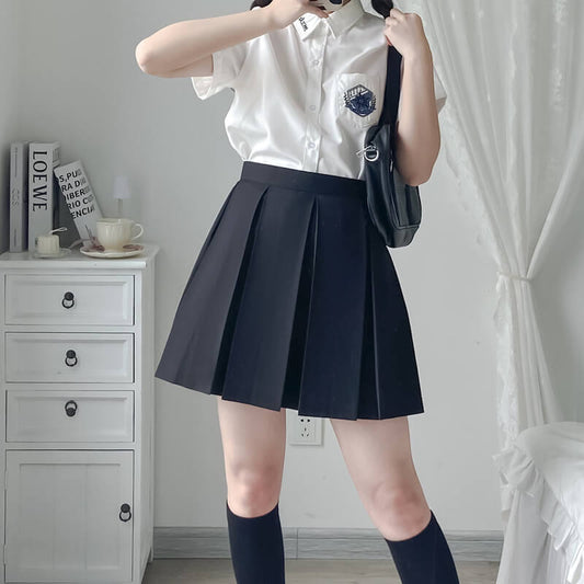 JK school uniform wide pleated skirt