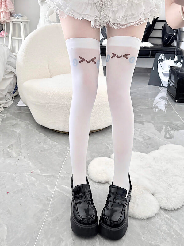 Kawaii emoji thigh high stockings