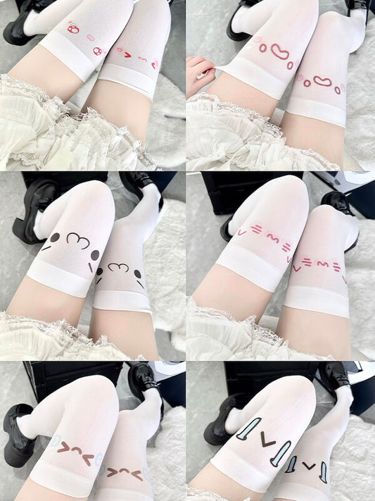 Kawaii emoji thigh high stockings 600