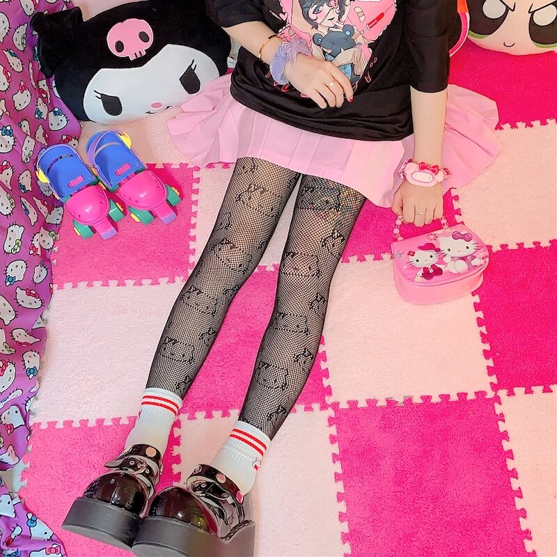 Harajuku Kawaii Fashion Hello Kitty Fishnet Tights – The Kawaii