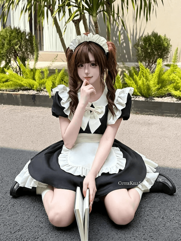 cutiekill-kawaii-vintage-ruffles-maid-dress-ah0905