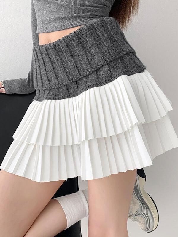 cutiekill-knitted-patchwork-layer-pleated-skirt-om0396