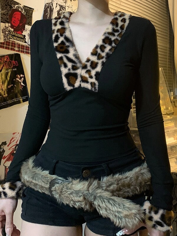 cutiekill-leopard-fur-collar-slim-fit-vintage-top-om0415