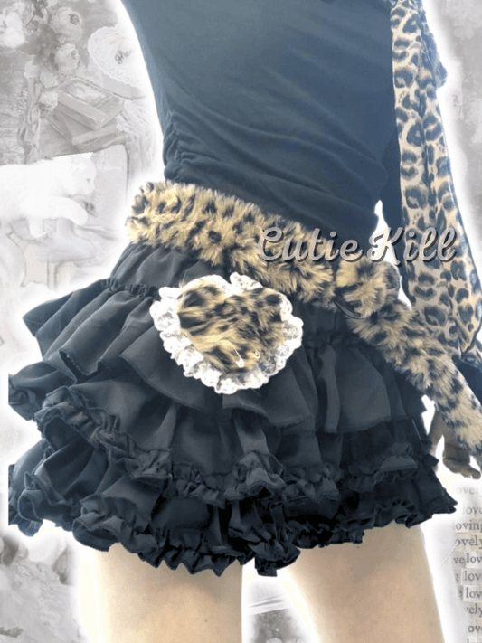 Leopard girl fluffy bloomers skirt 600