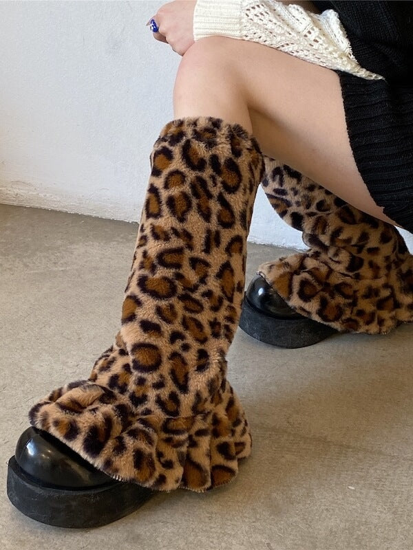 cutiekill-leopard-y2k-faux-fur-leg-warmers-c0113