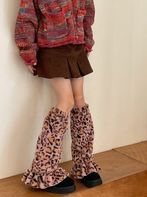 cutiekill-leopard-y2k-faux-fur-leg-warmers-c0113