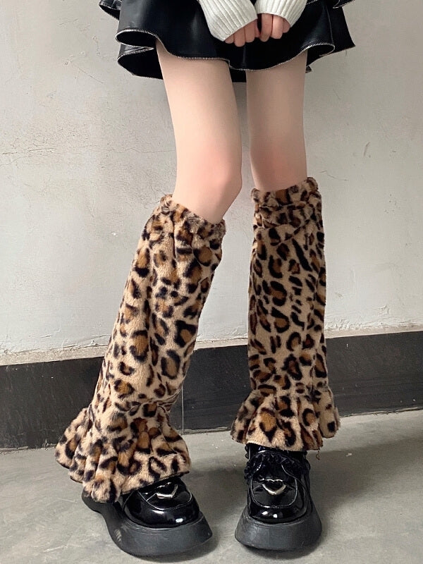 cutiekill-leopard-y2k-faux-fur-leg-warmers-c0113