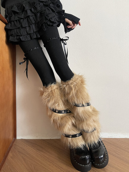 cutiekill-maillard-gothic-brown-furry-pu-leg-warmers-c0506