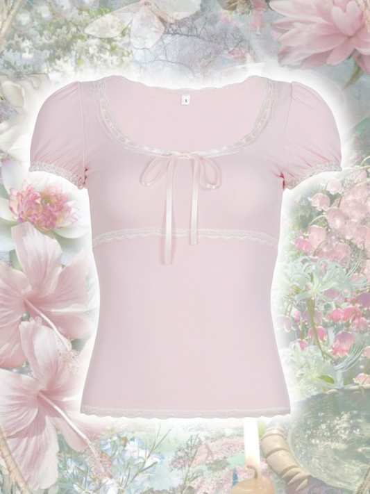 Pink blouse with floral overlay