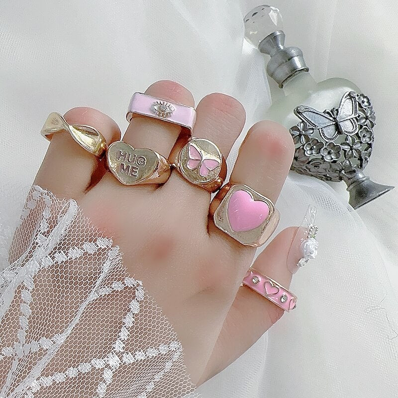 cutiekill-pink-heart-rings-6-pieces-ah0504