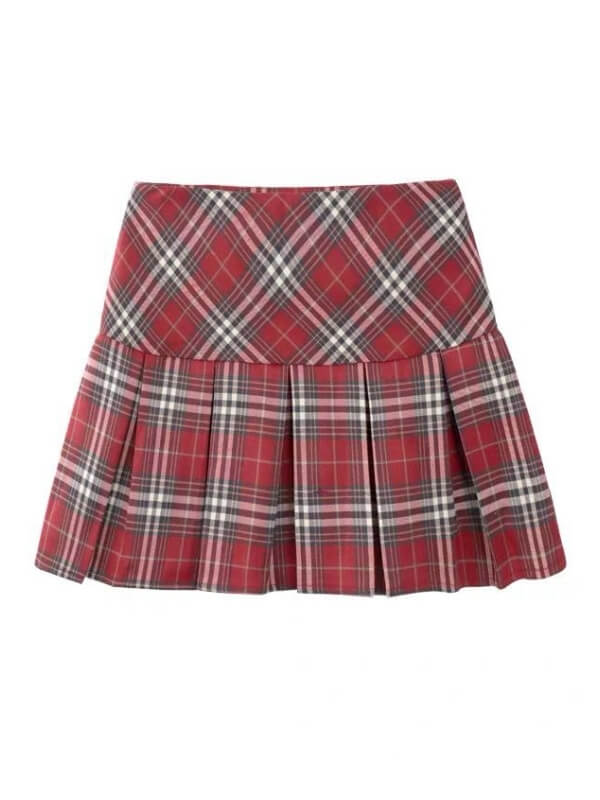 [Plus size] Academia red mini skirt