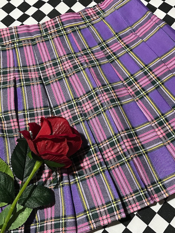 Back to Stock Plus size E girl purple plaid skirt Cutiekill