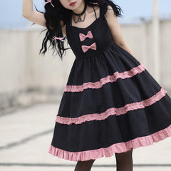 cutiekill-princess-berry-black-pink-bow-dress-jk0060