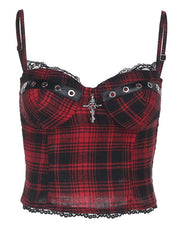 cutiekill-punk-cross-red-plaid-camisole-ah0814