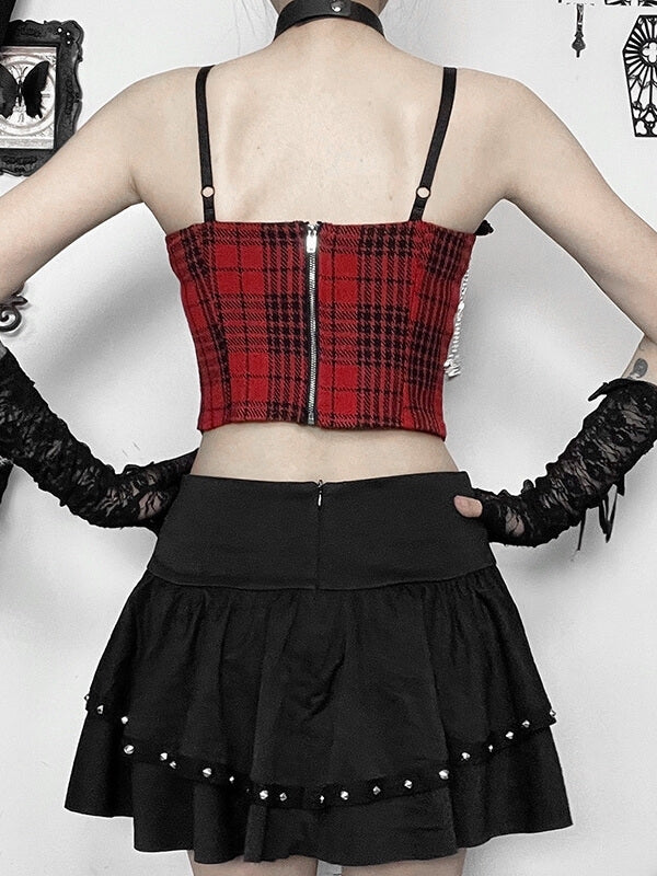 Punk goth lace-up skirt