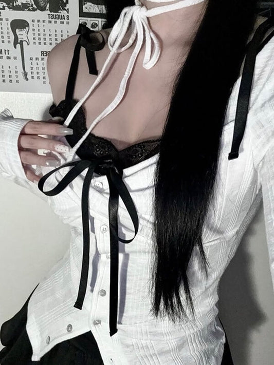 cutiekill-quiana-lace-up-black-white-patchwork-top-om0469