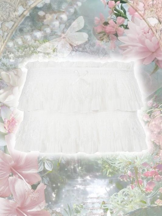 Quitterie floral lace layered cake skirt