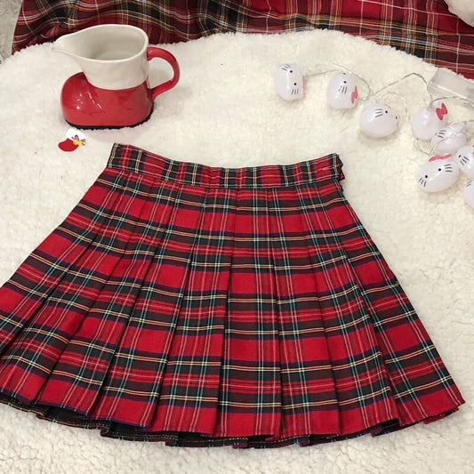 cutiekill-red-plaid-pleated-skirt-m0078 800