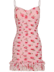 Romantic rosa ruffled dress