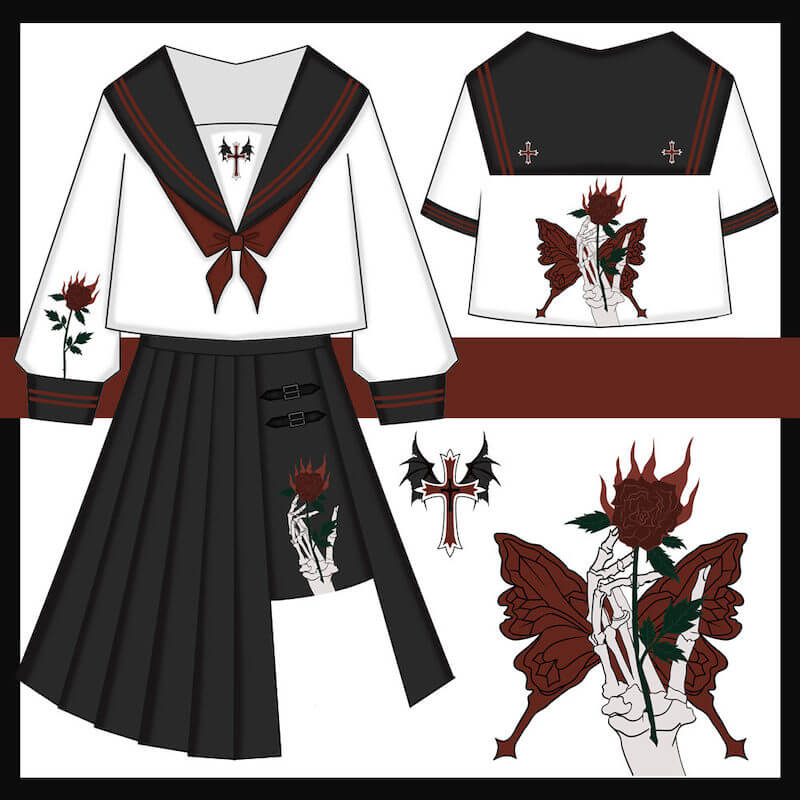 cutiekill-rose-devil-black-red-jk-uniform-set-jk0069