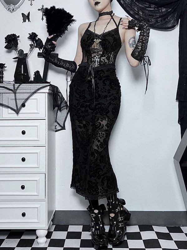 cutiekill-sexy-goth-jacquard-halter-dress-ah0331