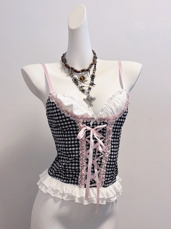 cutiekill-soft-plaid-lace-up-camisole-ah0896