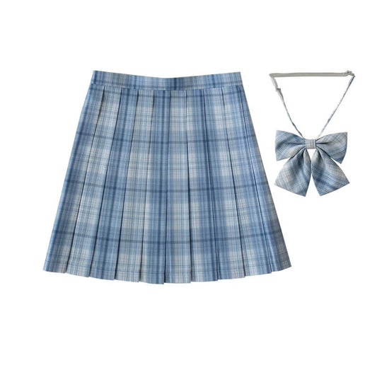 [Spring River Blue] JK vintage plaid uniform skirt