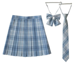 [Spring River Blue] JK vintage plaid uniform skirt