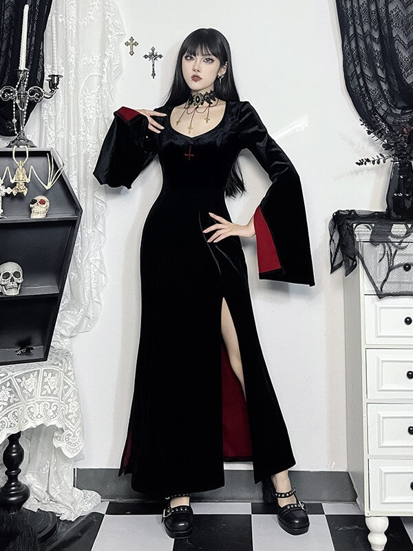 cutiekill-vampire-gothic-high-slit-dress-ah0760