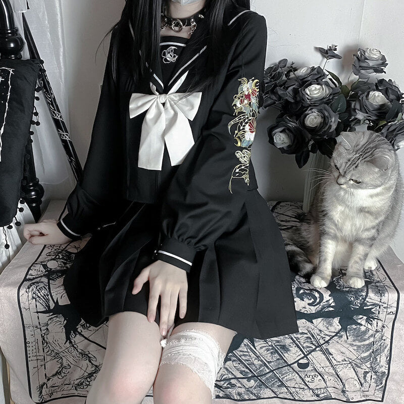 cutiekill-vine-flower-dark-bad-girl-uniform-set-jk0054