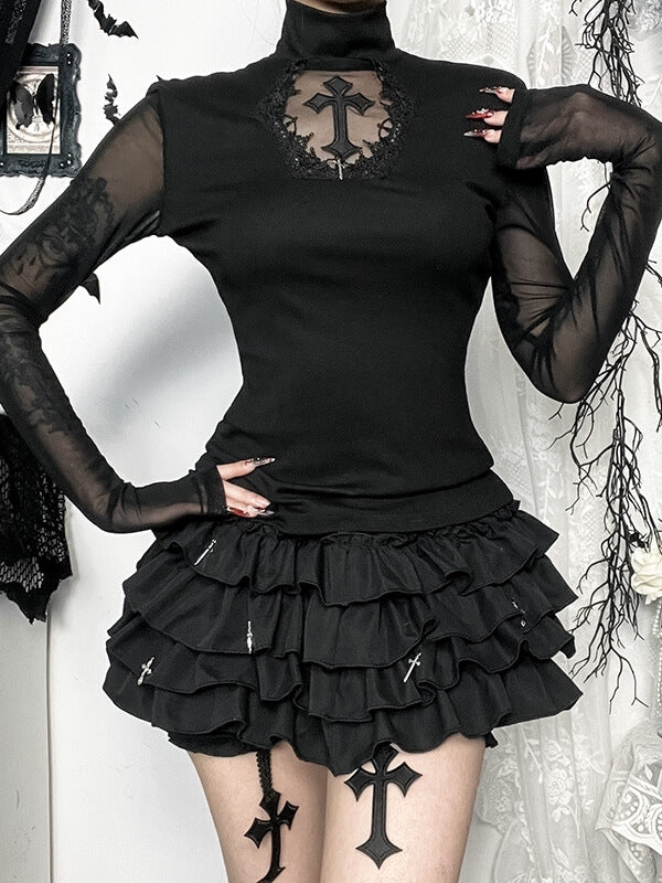 cutiekill-vintage-cross-mesh-sleeves-gothic-top-ah0799