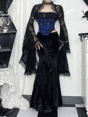 Vintage goth lace up gem corset