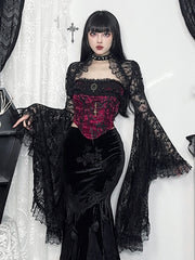 Vintage goth lace up gem corset