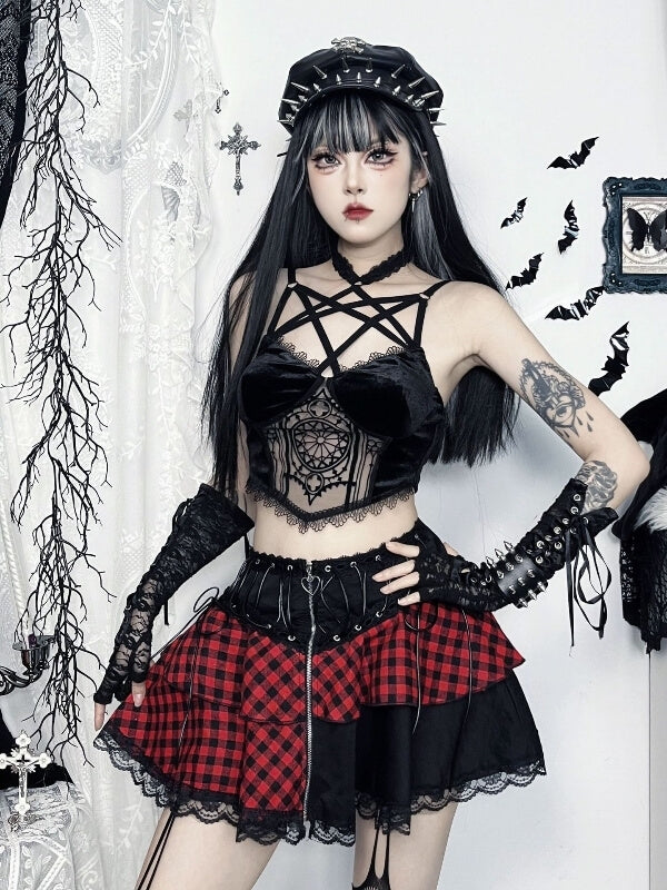 cutiekill-y2k-black-red-mix-up-gothic-skirt-ah0768