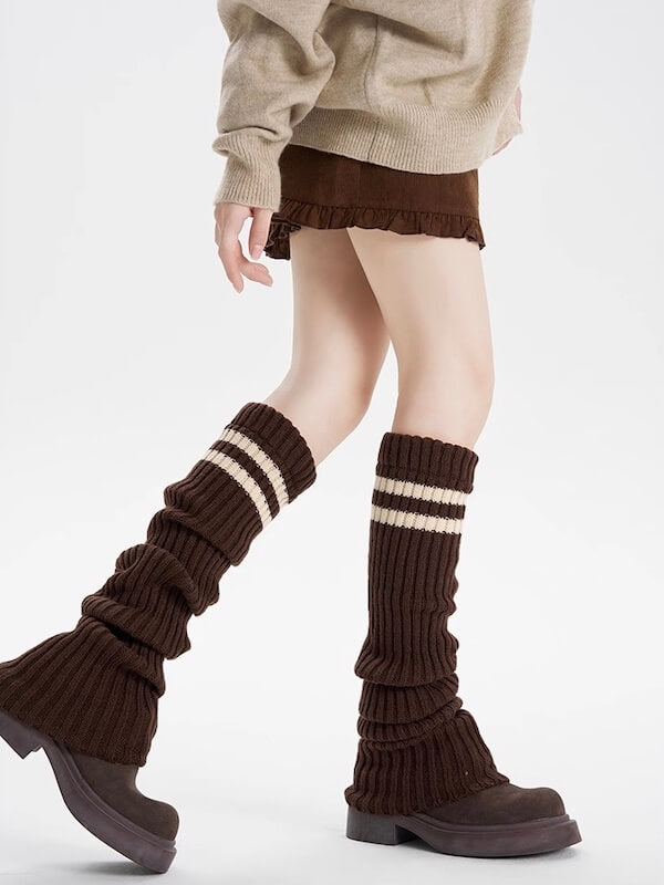 cutiekill-y2k-double-stripe-over-knee-knit-leg-warmers-c0258
