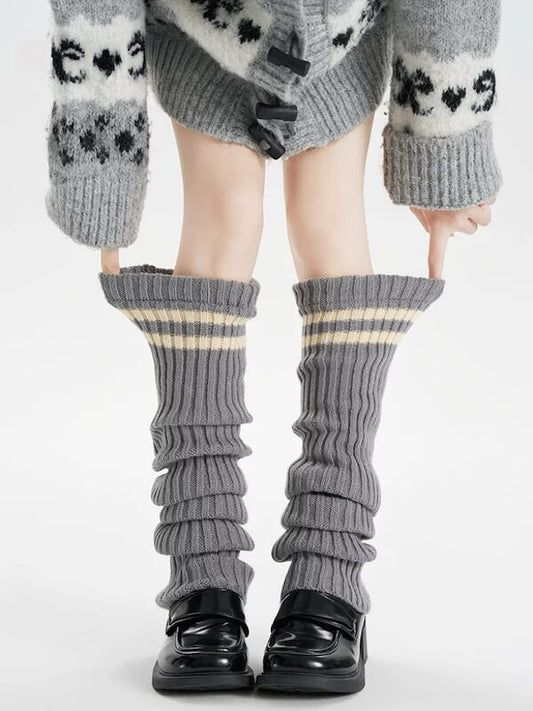 cutiekill-y2k-double-stripe-over-knee-knit-leg-warmers-c0258