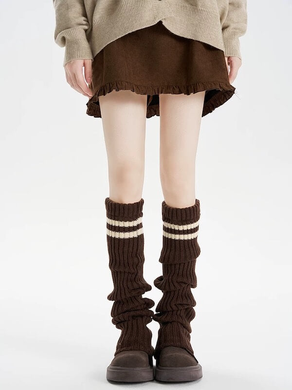 cutiekill-y2k-double-stripe-over-knee-knit-leg-warmers-c0258