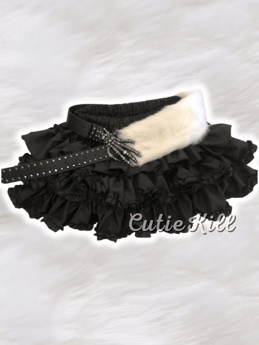 cutiekill-y2k-furry-skeleton-hand-gothic-belt-layered-bloomer-skirt-y2k0006 600